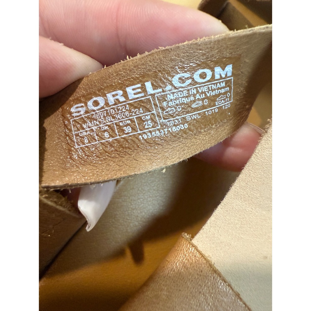 Sorel Roaming Criss Cross‎ Leather Platform Sandal Tan size 8 - Picture 4 of 5